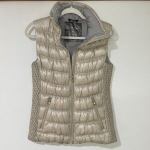 Calvin Klein Performance Puffer Vest Women Small Champagne Metallic Down Quilted